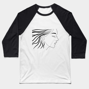 Side Profile of a beautiful long haired woman Baseball T-Shirt